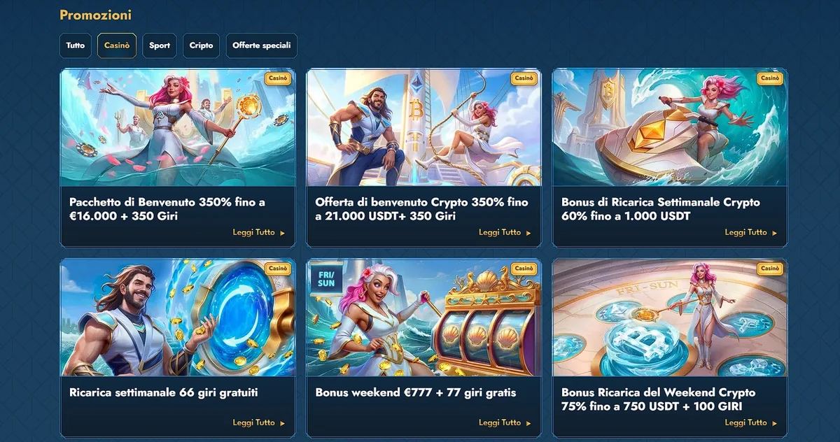 Slot e giochi live del catalogo Casea Casino con promozioni per l'Italia